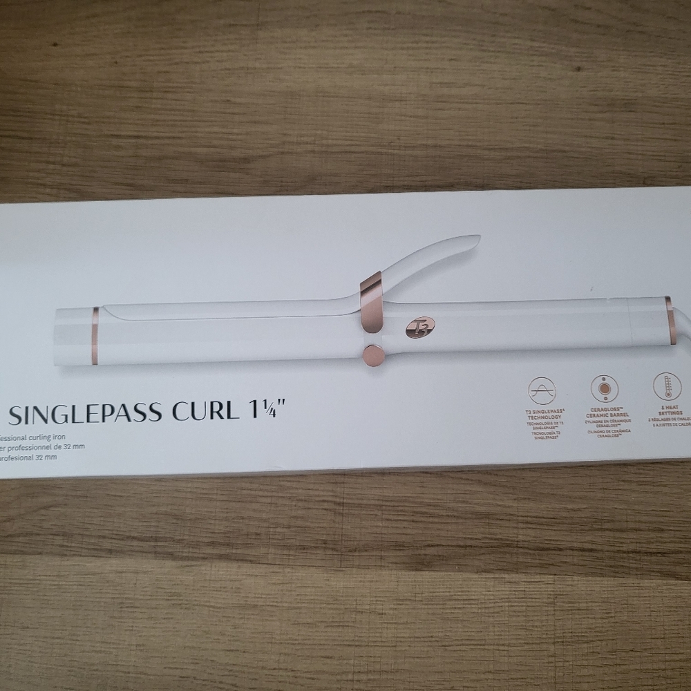 T3 SinglePass Curl 1.25 Inch in White and Rose Gold